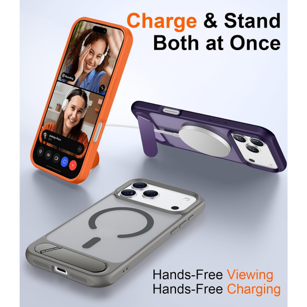 Temdan Manyetik iPhone 18 Pro Standl� K�l�f-Gray