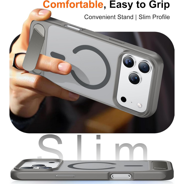 Temdan Manyetik iPhone 18 Pro Standl� K�l�f-Gray