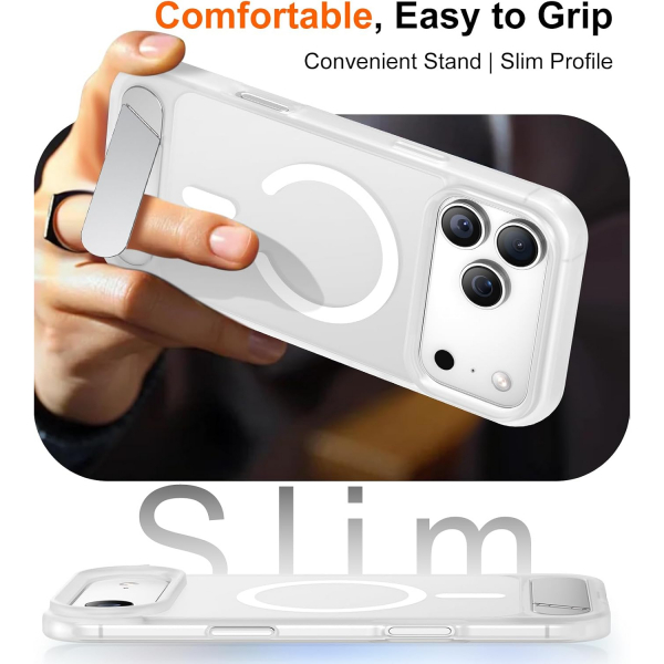 Temdan Manyetik iPhone 18 Pro Standl� K�l�f-White