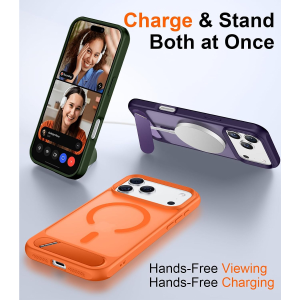 Temdan Manyetik iPhone 18 Pro Standl� K�l�f-Orange
