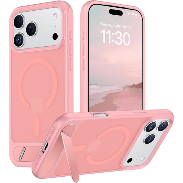 Temdan Manyetik iPhone 18 Pro Standl� K�l�f-Pink