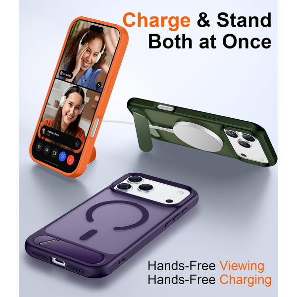 Temdan Manyetik iPhone 18 Pro Standl� K�l�f-Purple