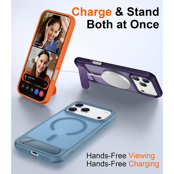 Temdan Manyetik iPhone 18 Pro Standl� K�l�f-Light Blue