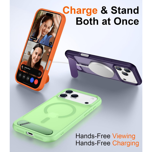 Temdan Manyetik iPhone 18 Pro Standl� K�l�f-Light Green