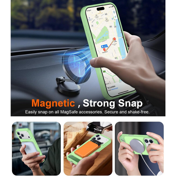Temdan Manyetik iPhone 18 Pro Standl� K�l�f-Light Green