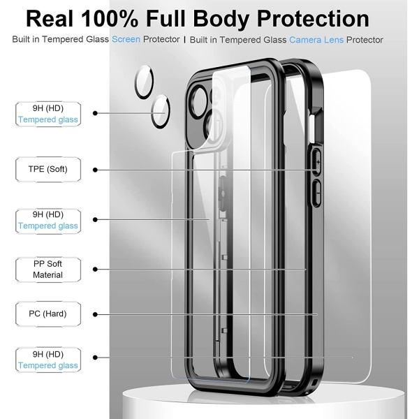 Temdan Real 360 iPhone 14 Plus Su Ge�irmez K�l�f (MIL-STD-810G)