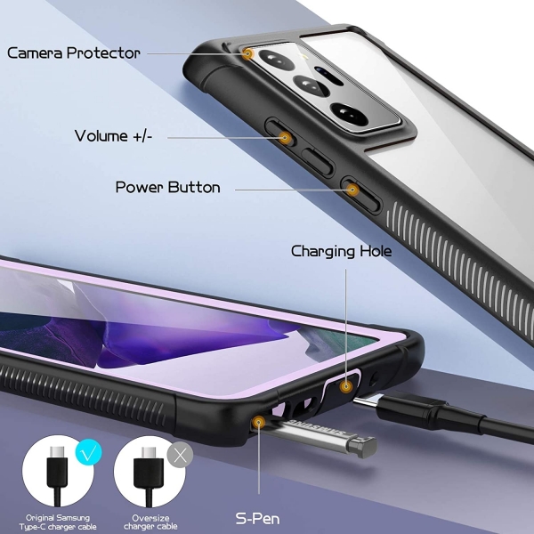 Temdan Samsung Galaxy Note 20 Ultra effaf Korumal Klf-Purple Black