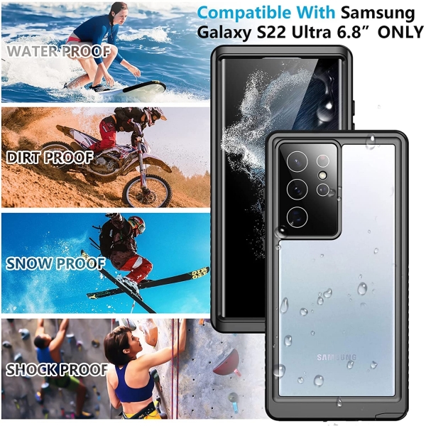 Temdan Samsung Galaxy S22 Ultra Su Geirmez Klf (MIL-STD-810G)