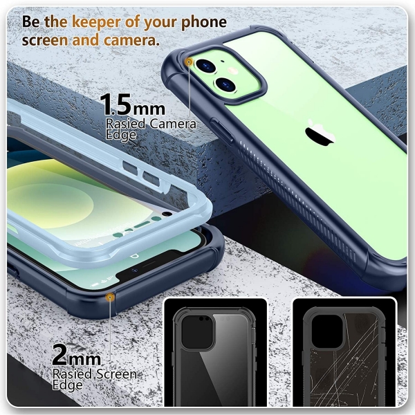  Temdan iPhone 12 Bumper Klf -Blue