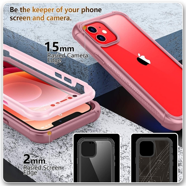  Temdan iPhone 12 Bumper Klf -Pink