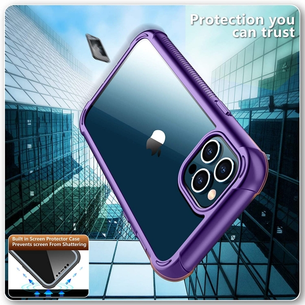  Temdan iPhone 12 Bumper Klf - Purple