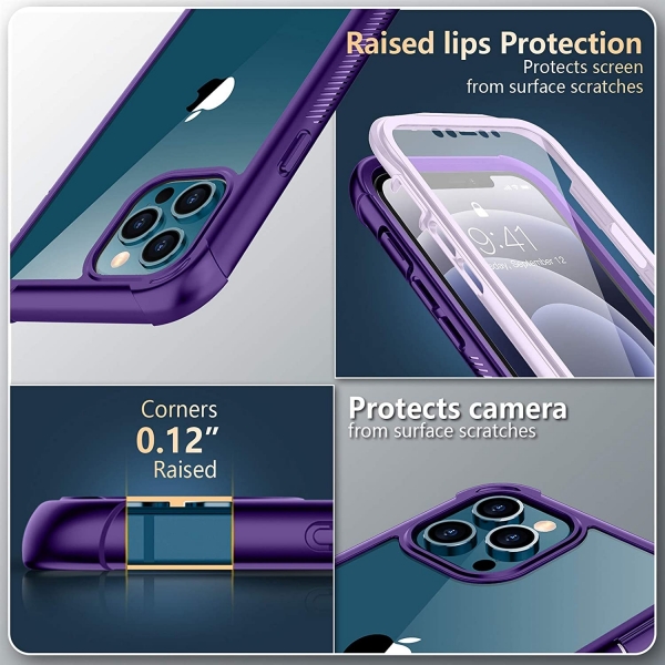  Temdan iPhone 12 Bumper Klf - Purple