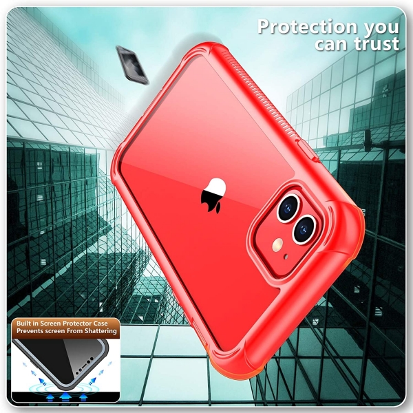  Temdan iPhone 12 Bumper Klf -Red