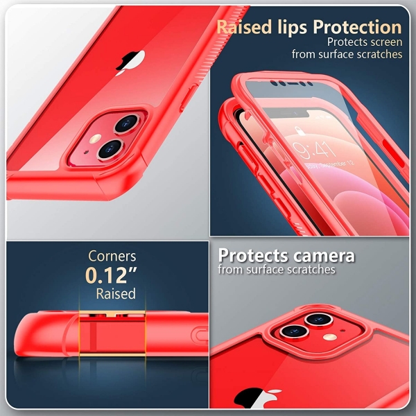  Temdan iPhone 12 Bumper Klf -Red