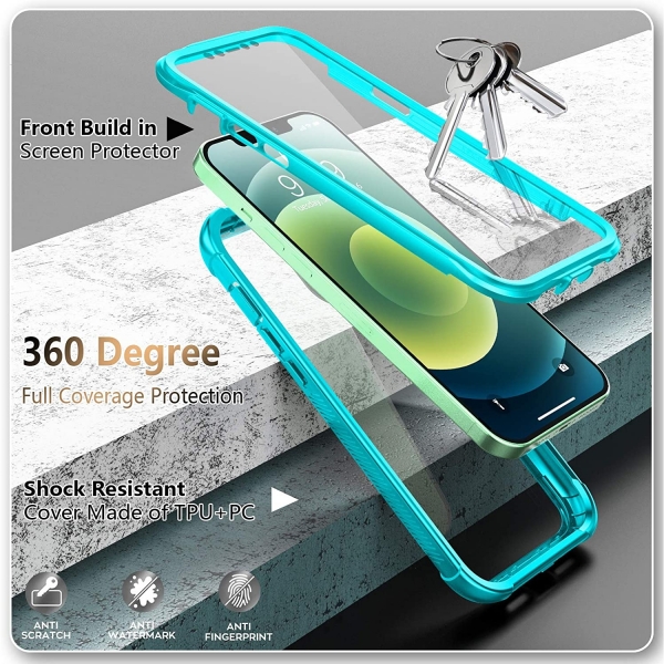  Temdan iPhone 12 Bumper Klf -Teal