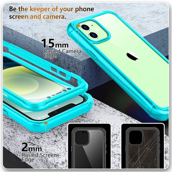 Temdan iPhone 12 Mini Bumper Klf -Blue