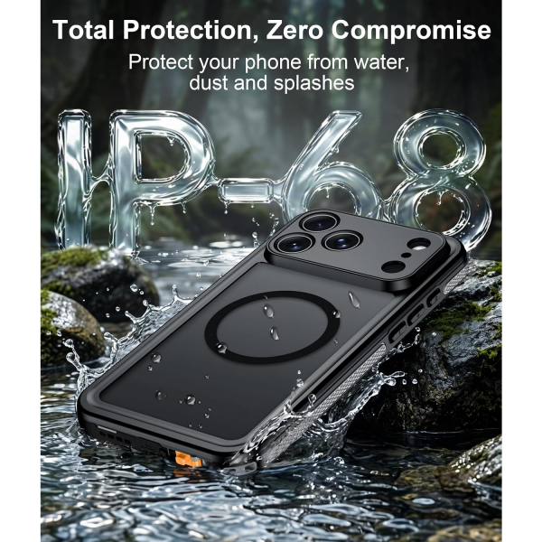 Temdan iPhone 18 Pro Desenli Su Ge�irmez K�l�f-Black