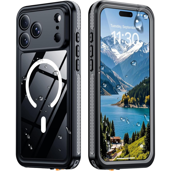 Temdan iPhone 18 Pro Desenli Su Ge�irmez K�l�f-Black/Clear