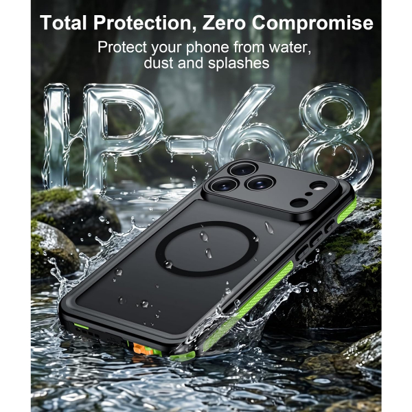 Temdan iPhone 18 Pro Desenli Su Ge�irmez K�l�f-Green