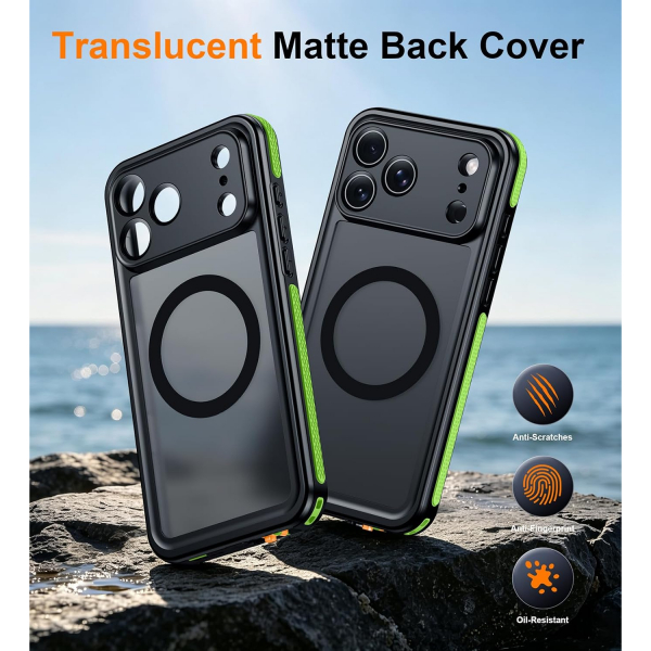 Temdan iPhone 18 Pro Desenli Su Ge�irmez K�l�f-Green