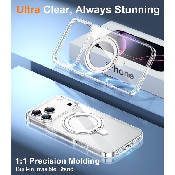 Temdan iPhone 18 Pro Max 360 Manyetik Standl� K�l�f-Clear
