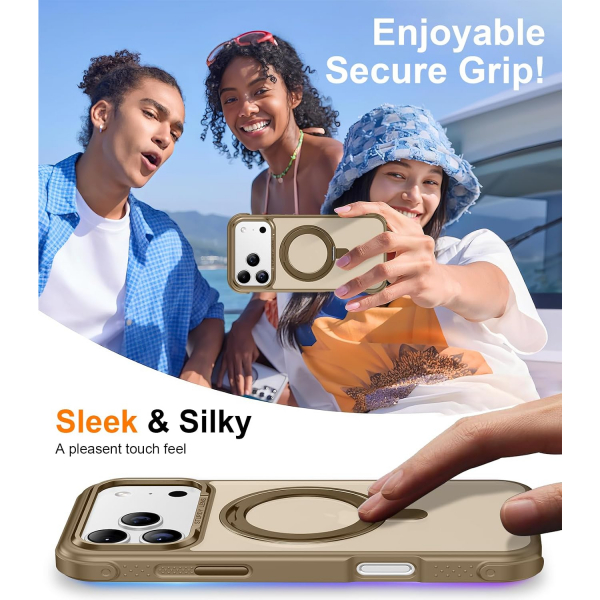 Temdan iPhone 18 Pro Max 360 Manyetik Standl� K�l�f-Brown