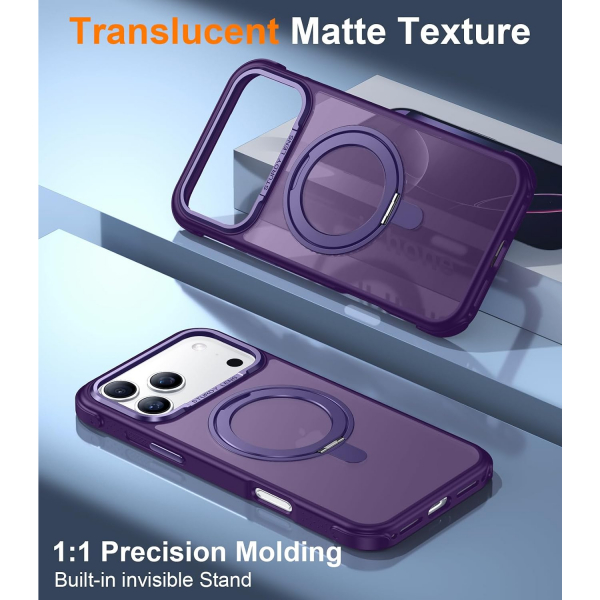 Temdan iPhone 18 Pro Max 360 Manyetik Standl� K�l�f-Purple