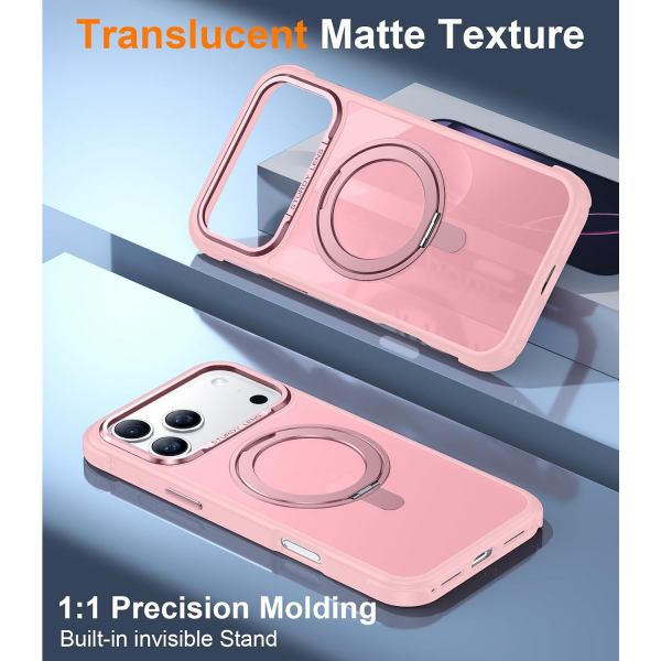 Temdan iPhone 18 Pro Max 360 Manyetik Standl� K�l�f-Pink