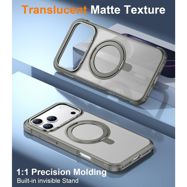Temdan iPhone 18 Pro Max 360 Manyetik Standl� K�l�f-Gray