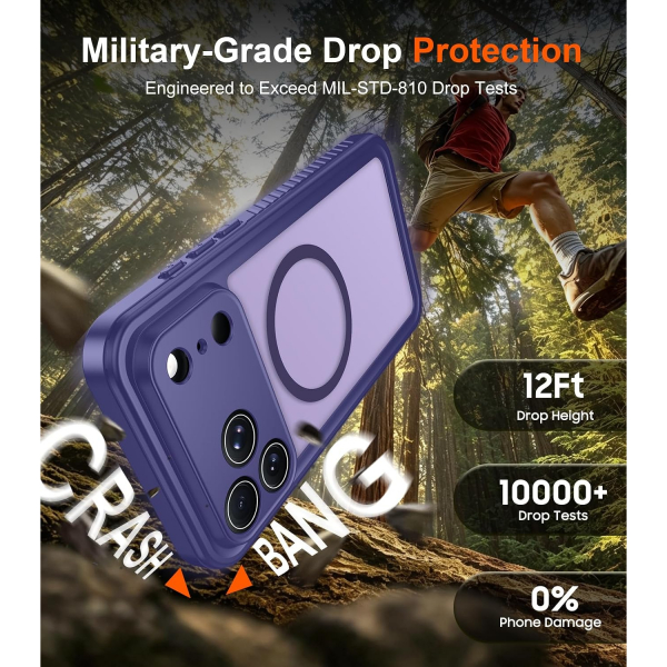 Temdan iPhone 18 Pro Max Su Ge�irmez Manyetik K�l�f-Purple