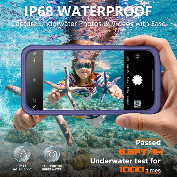 Temdan iPhone 18 Pro Max Su Ge�irmez Manyetik K�l�f-Purple
