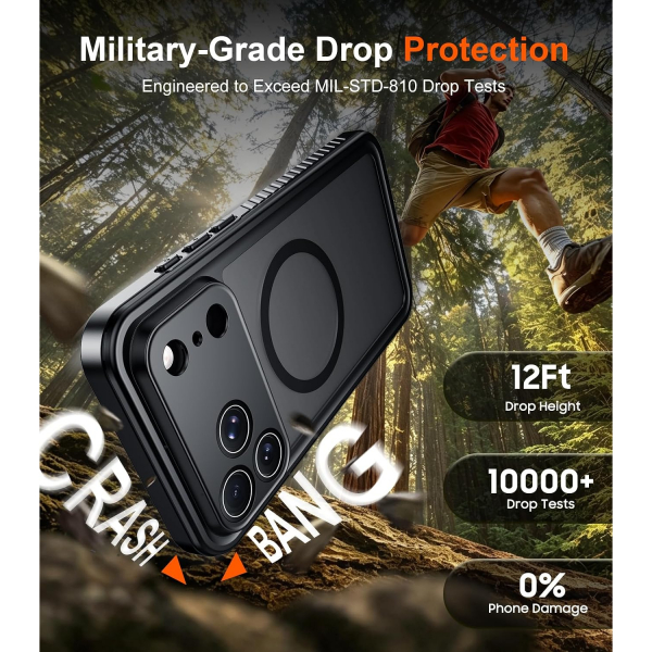 Temdan iPhone 18 Pro Max Su Ge�irmez Manyetik K�l�f-Black