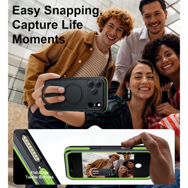 Temdan iPhone 18 Pro Max Su Ge�irmez Standl� K�l�f-Green