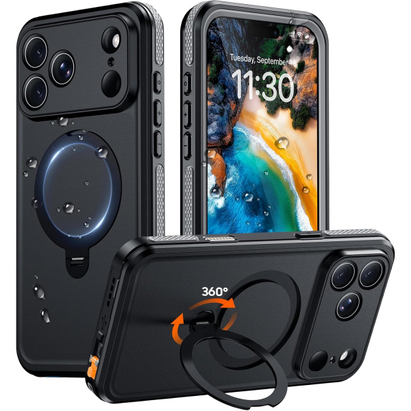 Temdan iPhone 18 Pro Max Su Ge�irmez Standl� K�l�f-Gray