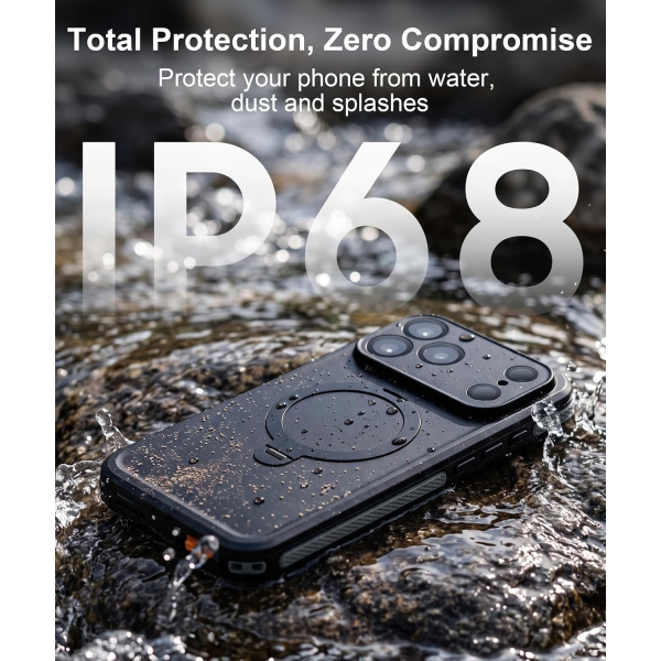 Temdan iPhone 18 Pro Max Su Ge�irmez Standl� K�l�f-Gray