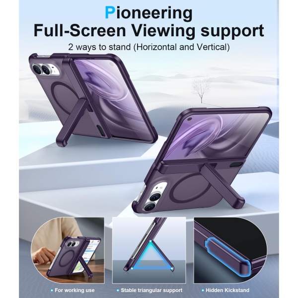 Temdan iPhone Duo Manyetik Gizli Standl� K�l�f -Purple