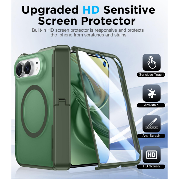 Temdan iPhone Duo Manyetik Gizli Standl� K�l�f -Green