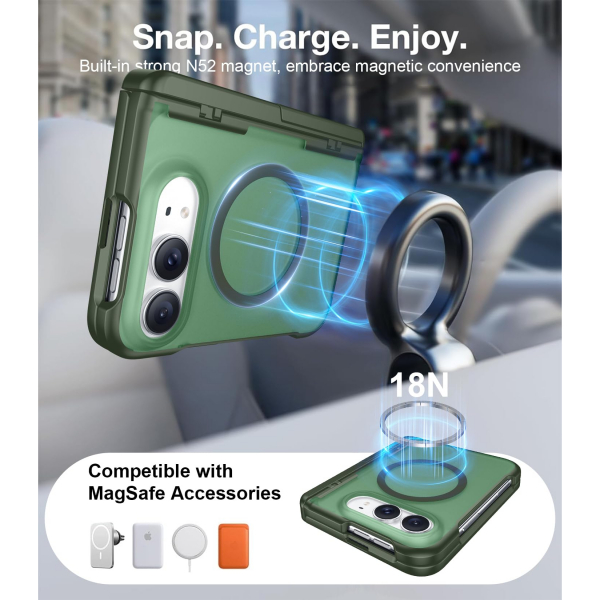 Temdan iPhone Duo Manyetik Gizli Standl� K�l�f -Green