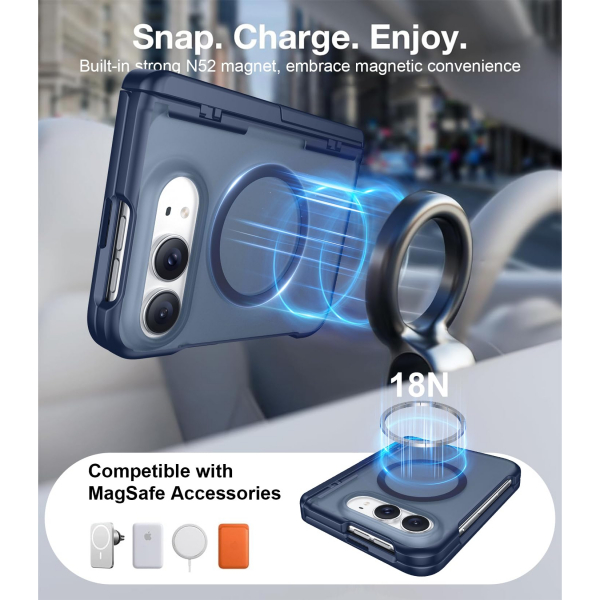Temdan iPhone Duo Manyetik Gizli Standl� K�l�f -Blue