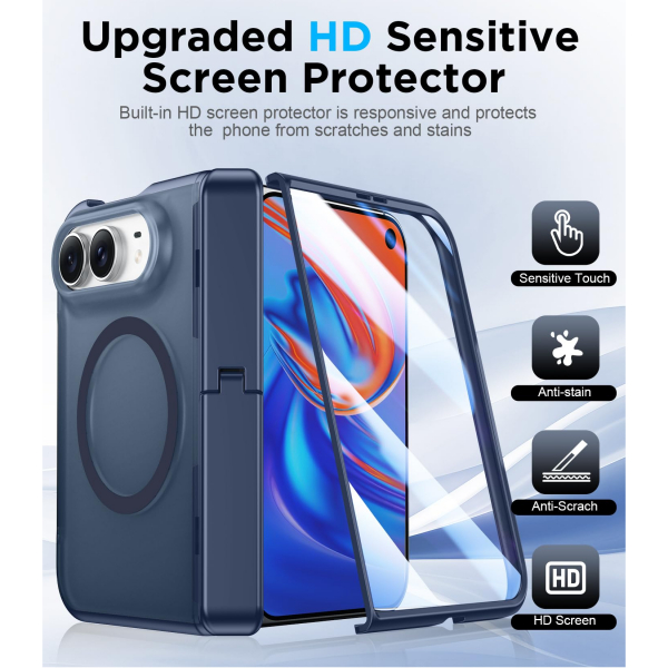 Temdan iPhone Duo Manyetik Gizli Standl� K�l�f -Blue