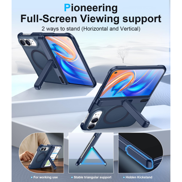 Temdan iPhone Duo Manyetik Gizli Standl� K�l�f -Blue