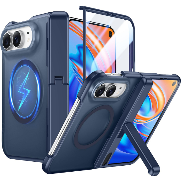 Temdan iPhone Duo Manyetik Gizli Standl� K�l�f -Blue