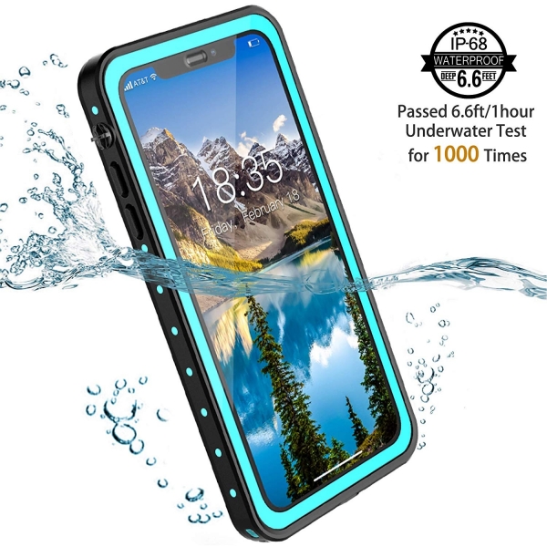 Temdan iPhone XS Max Su Geirmez Klf  (MIL-STD-810G)-Blue