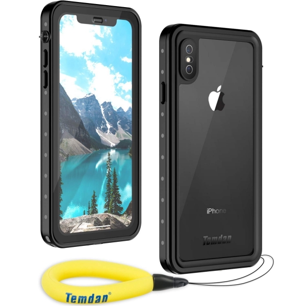 Temdan iPhone XS Max Su Geirmez Klf  (MIL-STD-810G)-Black