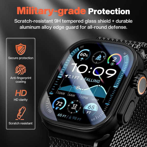 Tensea Apple Watch Ultra 3 Ekran Koruyucu (2 Adet)-Black