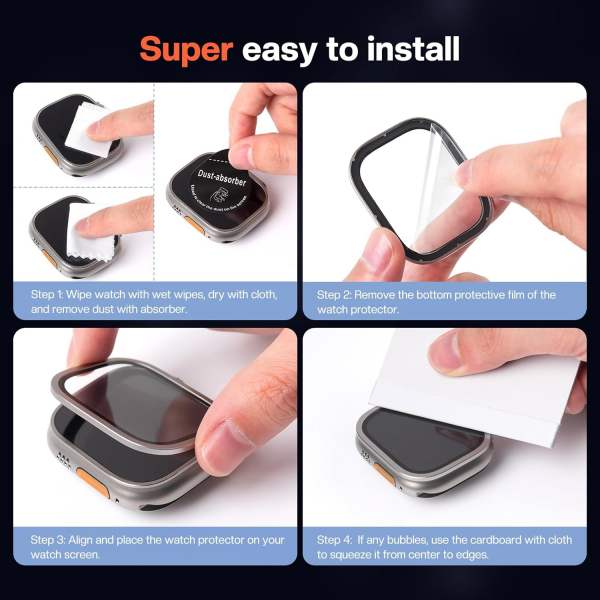 Tensea Apple Watch Ultra 3 Ekran Koruyucu (2 Adet)-Titanium