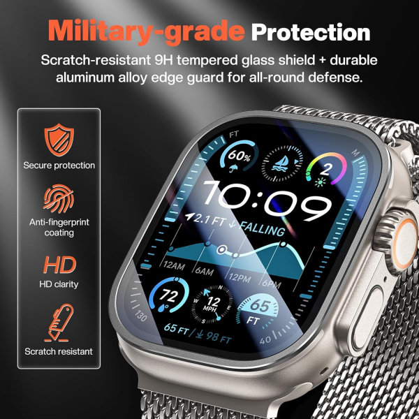 Tensea Apple Watch Ultra 3 Ekran Koruyucu (2 Adet)-Titanium