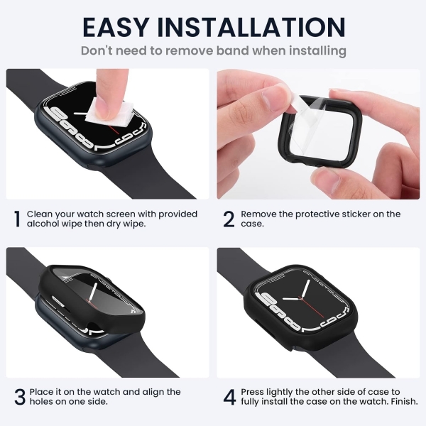 Tensea Apple Watch 9/8/7 41mm Bumper Klf -Clear/Black/Blue