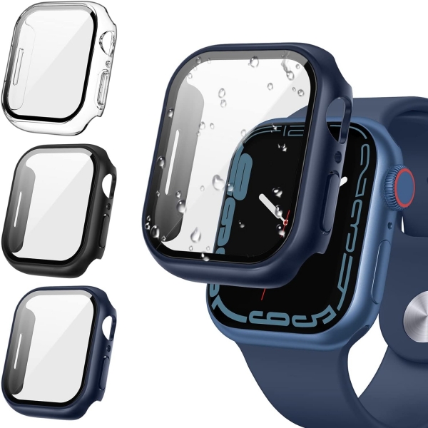 Tensea Apple Watch 9/8/7 41mm Bumper Klf -Clear/Black/Blue
