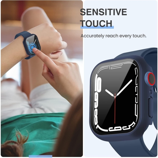Tensea Apple Watch 9/8/7 41mm Bumper Klf -Clear/Black/Blue